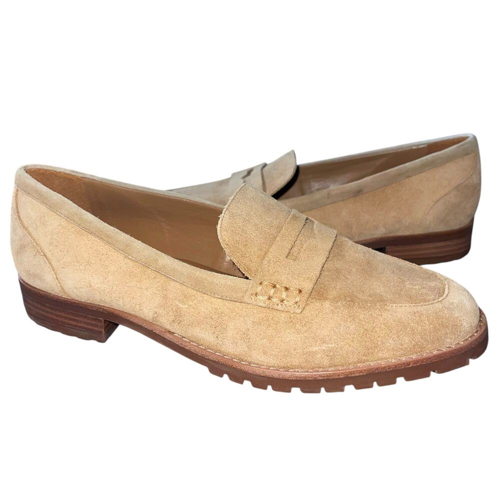 Talbots Suede Loafers 10M Cassidy Lug Soul Slip On Camel Tan Prenny Shoes
